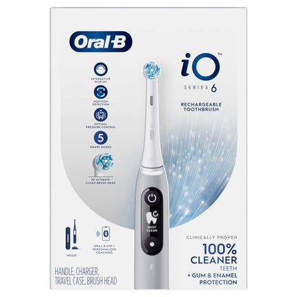 Oral-B iO6 Electric Toothbrush, for a Deep Clean and Whiter Teeth, Opal Grey, iO Series 6