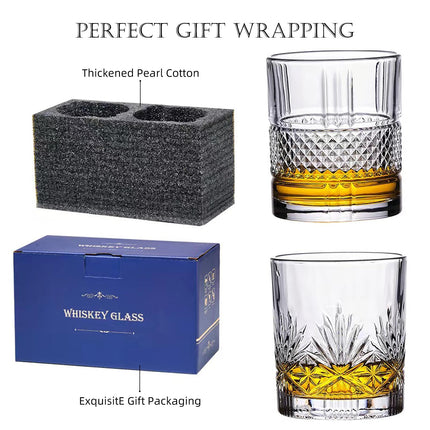 HOSCK 2-PACK of 360ml Whiskey Glasses/Wine Glass Cups for Whiskey, Beer, Cocktail, Juice