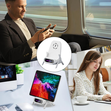 Magnetic Wireless Charger for Desk - 15w Fast Charging Mobile Phone Stand, Efficient Desktop Holder for Smartphones, Bedroom, Office, Coffee Table, or Home Use, Compact and Stylish