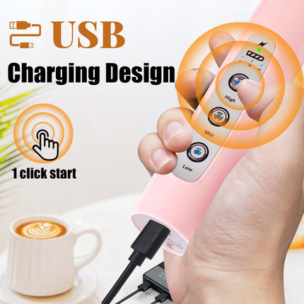 Nahida Handheld Milk Frother for Coffee, Rechargeable Electric Whisk with 3 Heads 3 Speeds Drink Mixer Foam Maker for Latte, Cappuccino, Hot Chocolate, Egg