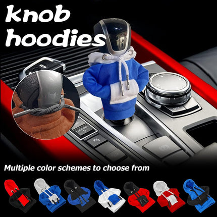 TSUGAMI Car Shift Gear Cover, Fashionable Sweater Hoodie Auto Shift Knob Cover, Soft & Comfortable Universal Fit Automotive Gear Shift Knob Protector Cover Automobile Accessories (Red/White)