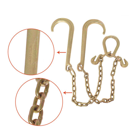 munirater 5/16 in x 2 ft Grade 70 Tow Chain 15 J Hook and T Hook Mini J Hook Recovery Wrecker Axle Tow Truck Chain