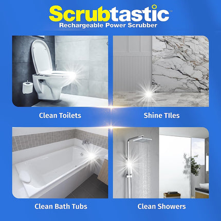 Scrubtastic Max Handheld Electric Spin Scrubber for Bathroom and More, Electric Scrubber, Shower Scrubber, Power Scrubber for Bathroom Cleaner Brush, Electric Cleaning Brush, Bathroom Scrubber