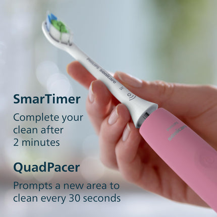 Philips Sonicare 4900 Series Electric Toothbrush - Sonic Toothbrush With Advanced Sonic Technology, Pressure Sensor, Two Intensity Settings, SmarTimer & QuadPacer, Deep Pink, Model HX3683/36