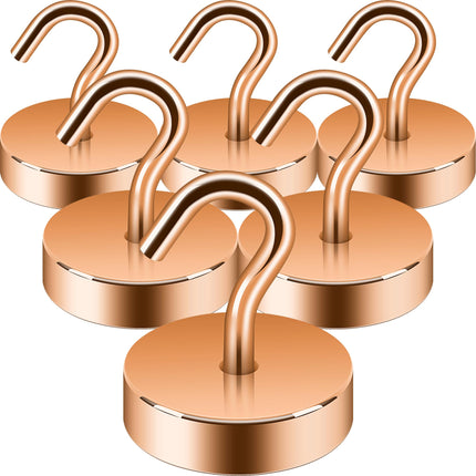 Neosmuk 6PC Magnetic Hooks, Cruise Ship Essentials 60lb+ Heavy Duty Magnetic Hooks, Extra Strong Must-Haves Magnet Hook,Bronze