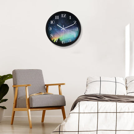QWANPET Modern Wall Clock, 12Inch Round Wall Clocks, Quality Quartz Silent Non-Ticking Wall Clock, Decor Wall Clocks for Living Room Bedroom Kitchen Home, Black