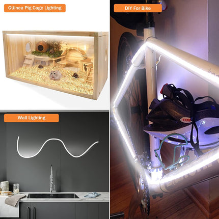 QIGE USB COB LED Strip Lights 4.92ft/1.5m,5V 480LEDs 1200lm Dimmable COB LED Light Strip 5000K Daylight White CRI90 USB TV Backlight,Flexible Under Cabinet Tape Light for Bedroom,Kitchen,Home DIY Lighting