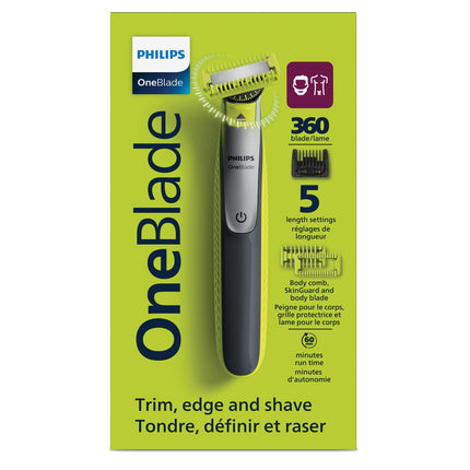 Philips OneBlade 360 Face & Body, Wet & Dry, Trim, Edge & Shave with the 5-in-1 Adjustable Comb and Body Comb, QP2834/23