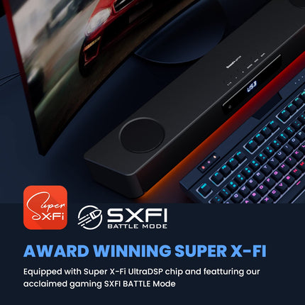 Sound Blaster Katana SE Multi-Channel Gaming Soundbar, 180W Peak Power, Bi-Amplified 4-Driver Design, Super X-Fi Technology, and RGB Lighting