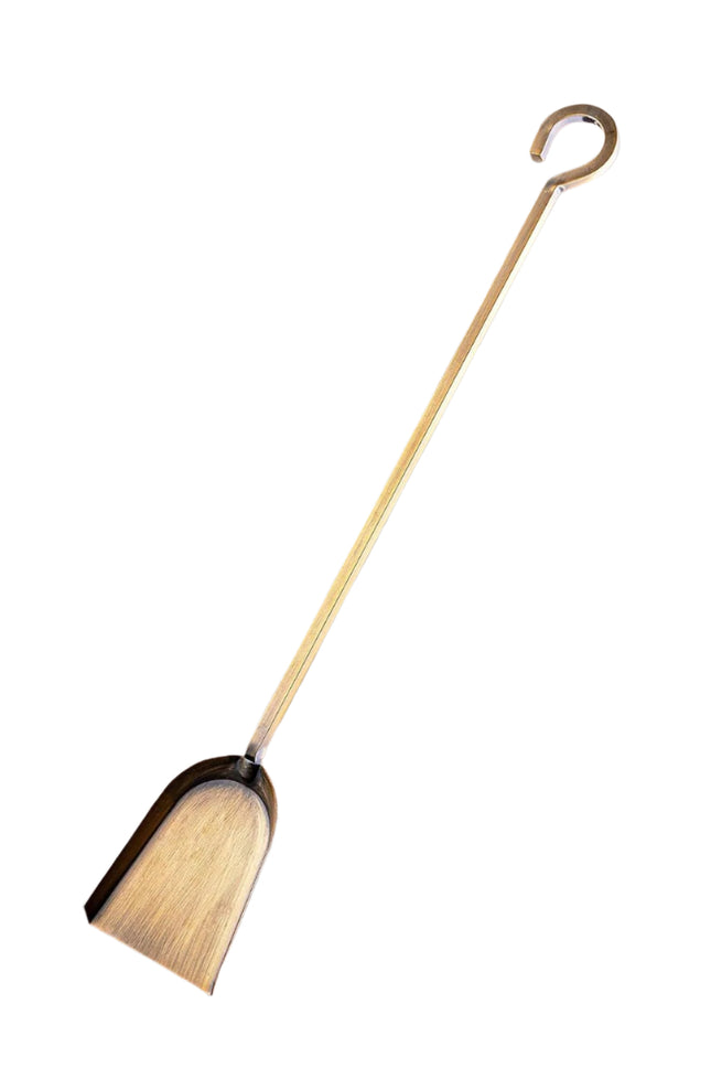 FLAMELY Compact 25" Brass Plated Fireplace Ash & Coal Shovel, Fireplace Tool Accessory, Chimney Shovel Indoor & Outdoor, Rust Resistant Finish with a Golden Touch