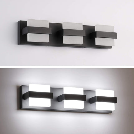 SOLFART 3 Lights Black Bathroom Modern Vanity Lights LED Vanity Light