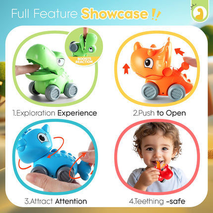 ALASOU 6 PCS Dinosaur Figure Playset Toys with Playmat/Storage Bag|Car Toys