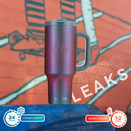 FAHRMOSIS 40 Oz Tumbler with Handle and Straw Insulated Cup, VIOLET