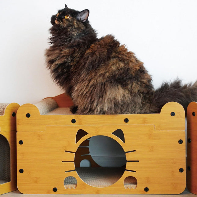 Wood Scratcher Lounger Cartoon Bed Furniture Cartoon Board Comfortable Lounger Toy Cats Nest Nesting Large