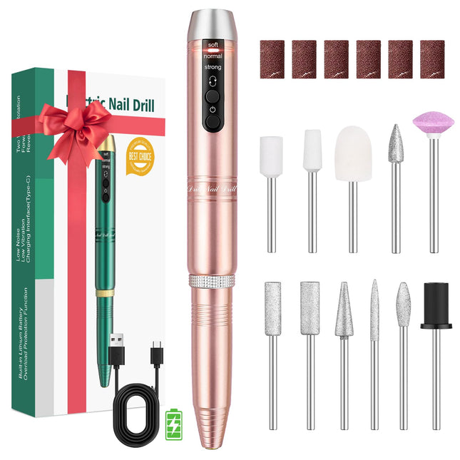 Beloving Cordless Nail Drill, Portable Electric Nail Drill 20000RPM Professional Electric Nail File for Acrylic Gel Nails, Rechargeable Nail Machine Home Use for DIY Manicure Pedicure - Gold
