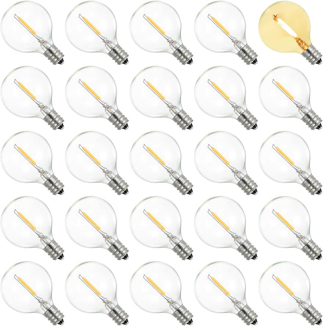 Dr. BeTree 25 Pack G40 LED Replacement Bulbs, 0.6W Clear Globe LED Bulbs for Family Gatherings and Outdoor Gardens