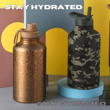 Thermosis 64oz Insulated Water Bottle With Wide Mouth Opening & 2 Lids, Camo