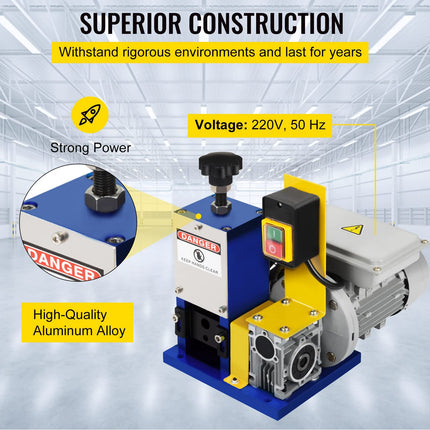 Happybuy Automatic Electric Wire Stripping Machine 0.05"-0.98",Portable Dark Blue Wire Stripper, Wire Stripping Machine Tool for Scrap Copper Recycling (Dark Blue)