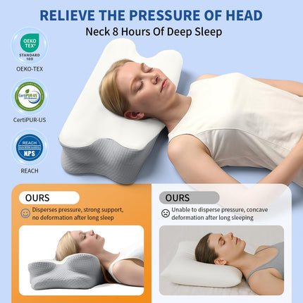 Warmstar Cervical Ergonomic Memory Foam Pillow for Neck Pain Relief with Pillowcase