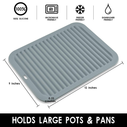 Smithcraft Silicone Trivets for Hot Dishes, Pots and Pans, Hot Pads for Kitchen, Heat Resistant Mat Quartz Countertops, Silicone Mats for Kitchen Counter, Table Pot Holders Trivet mat Set 2 Dark Grey