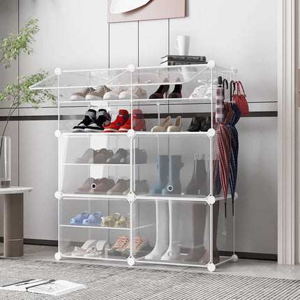 KUSARKO 6-TIER Unisex Clear Plastic Stackable Shoe Organizer