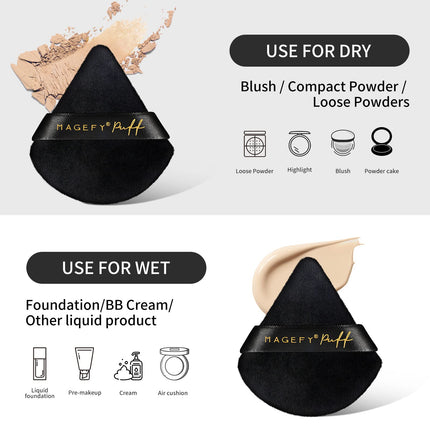 MAGEFY 6 Pieces Makeup Triangle Soft Powder Puffs for Face Cosmetic Foundation Beauty Tool, Black