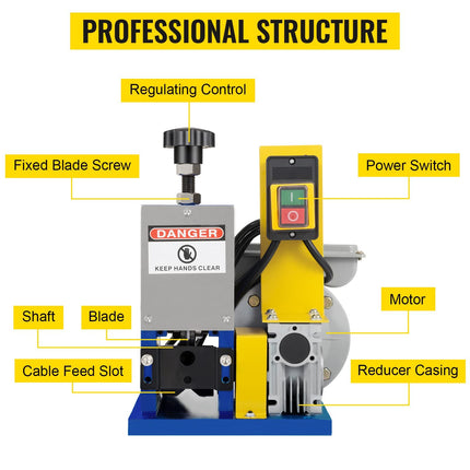 Happybuy Automatic Electric Wire Stripping Machine 0.05"-0.98",Portable Dark Blue Wire Stripper, Wire Stripping Machine Tool for Scrap Copper Recycling (Dark Blue)