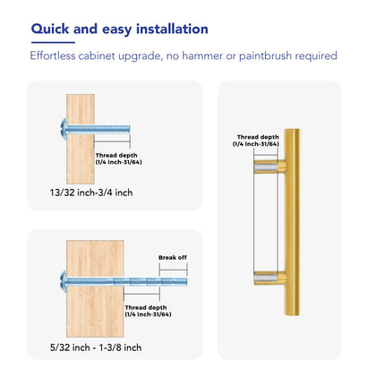 IAQWE 25 Pack Cabinet Handles with 3 Inch (76mm) Hole Center Brushed Brass, 36010053GD-24