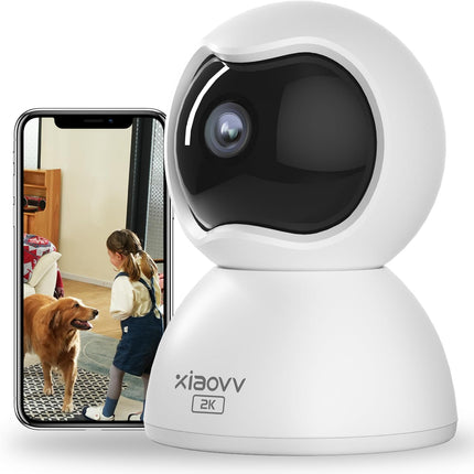 XIAOVV 2K PTZ Indoor Camera,HD Monitor with Audio,Pet Camera with Phone App for Home Security Indoor,Privicy Protection,Human Detection,2-Way Talk,Night Vision,AI Tracking (Q2)