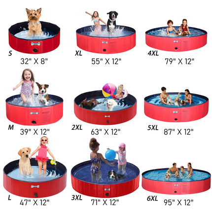 V-HANVER Foldable Dog Pool Collapsible Heavy Duty PVC Pet Pool Bath Tub for XLarge Dogs and Puppies, 63 X 12 inch