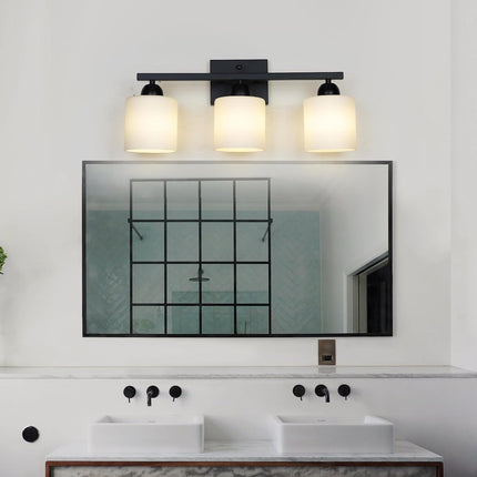 Glass Bathroom Vanity Light Over Mirror - 3 Light