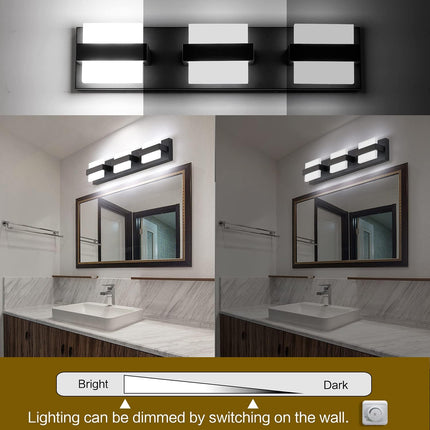 SOLFART 3 Lights Black Bathroom Modern Vanity Lights LED Vanity Light