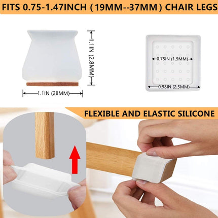 FANIMAL 24 PCS Silicone Chair Legs Caps Protectors for Hardwood Floors, Furniture Silicone Protection Cover with Anti-Slip Felt Pads, Small Fit 0.75-1.46IN(19-36MM)