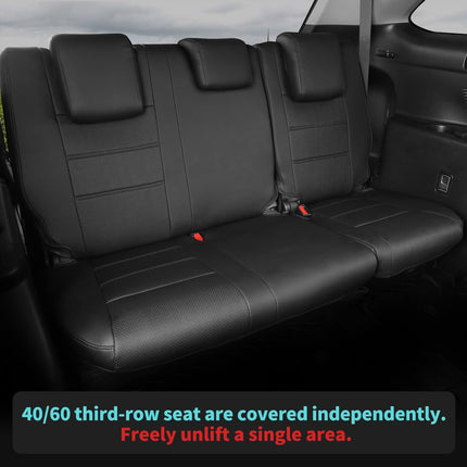 FEINEPRO Highlander Seat Covers for Toyota Highlander 2014 2015 2016 2017 2018 2019 7 Seats Full Set Faux Leather, 3-Row Second Row Captain's Chairs, Car Seat Protectors Accessories - Black
