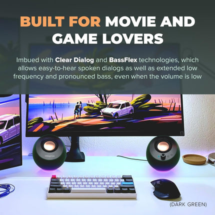 Creative Pebble Pro Minimalist 2.0 USB-C Computer Speakers- White