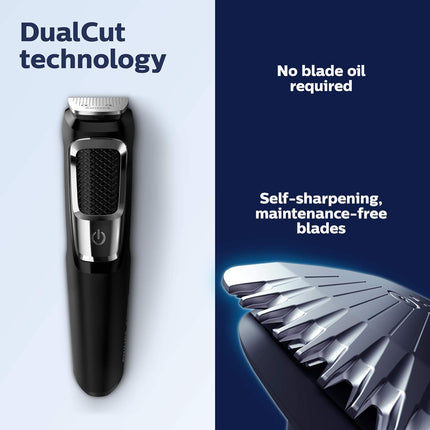 Philips Multigroom Series 3000 Cordless with 10 Trimming Accessories, Lithium-Ion and Storage Bag, MG3750/10