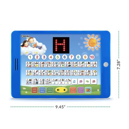 English and Spanish Bilingual Learning Tablet Toy with Small LED Screen by Boxiki Kids | ABC, Animals, Fruit and Other Words | Learning Toys for 3 Year olds and Above