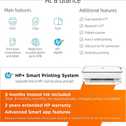 HP Envy 6055e All-in-One Wireless Color Printer, with Bonus 3 Months Free Instant Ink with HP+ (223N1A)