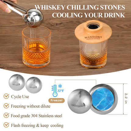 Cocktail Smoker Kit with Torch, WANDiORY Original Bourbon Whisky Drink Smoker Infuse Kit Includes 2 Whiskey Stone, Gifts for Men/Him/Father/Halloween/Christmas