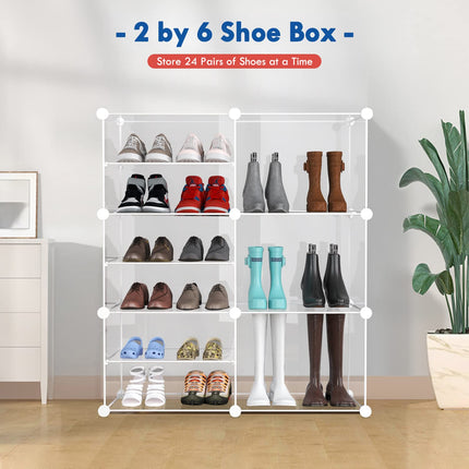 KUSARKO 6-TIER Unisex Clear Plastic Stackable Shoe Organizer