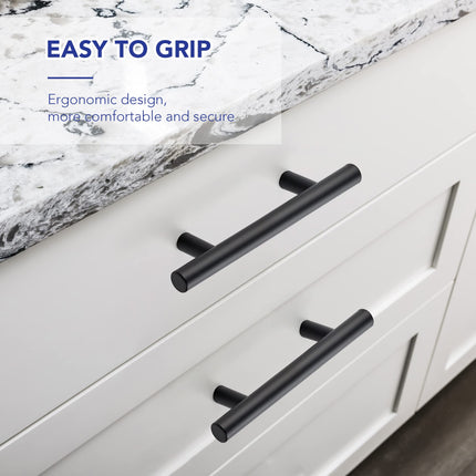 IAQWE 20 Pack 3" (76mm) Hole Center Matte Black Cabinet Drawer Pulls, 36010043BK-24