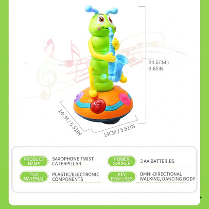 SUPVOX Electric Dancing Caterpillar Musical Toy for Kids, Light up Musical Insect with Saxophone, Interactive Sensory Plaything, Baby Music Toy