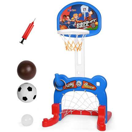Madzee 4-in-1 Kids Basketball Hoop, Sports Activity Center, Basketball, Soccer, Hockey, Ring Toss Game Playset, Ideal Indoor and Outdoor Sports Activity Center for Boys Girls Toddlers