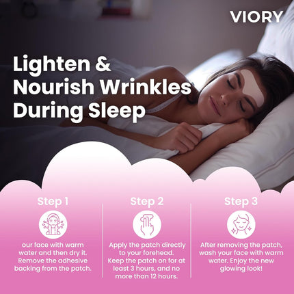 VIORY Forehead Wrinkle Patches 12Pcs with Aloe, Collagen, Vitamin E, Anti Wrinkle Patches, Forehead Wrinkles Treatment