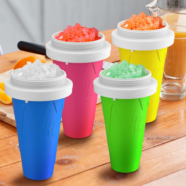 RAUMAXE Slushy Cup, Slushy Maker Cup Slushie Cup Ice Cup Frozen Magic Squeeze Cup Cooling Maker Cup Freeze Mug Milkshake Smoothie Mug (Yellow)