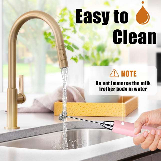 Nahida Handheld Milk Frother for Coffee, Rechargeable Electric Whisk with 3 Heads 3 Speeds Drink Mixer Foam Maker for Latte, Cappuccino, Hot Chocolate, Egg