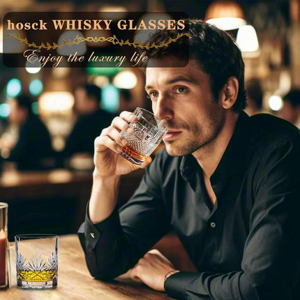 HOSCK 2-PACK of 360ml Whiskey Glasses/Wine Glass Cups for Whiskey, Beer, Cocktail, Juice