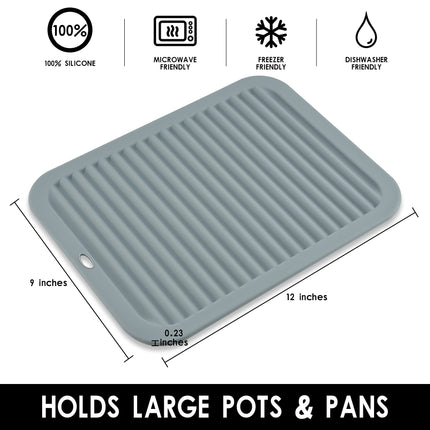 Smithcraft Silicone Trivets for Hot Dishes, Pots and Pans, Hot Pads for Kitchen, Heat Resistant Mat Quartz Countertops, Silicone Mats for Kitchen Counter, Table Pot Holders Trivet mat Set 2 Dark Grey