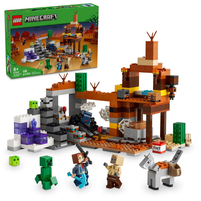 LEGO Minecraft The Badlands Mineshaft Video Game Toy, Mining Exploration Set with Minecraft Minifigures, 21263