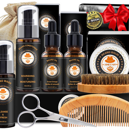XIKEZAN Fathers Day Gifts for Dad Husband,Beard Kit for Men Grooming & Care w/Beard Conditioner, Wash,Oil,Balm,Birthday Valentines Easter Gifts for Mens Him Boyfriend Christmas Stocking Stuffers
